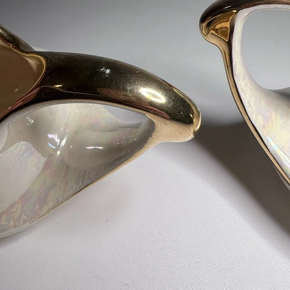 Vtg Pearl China Company Iridescent Lusterware Creamer‎ Sugar 22k Gold Trim